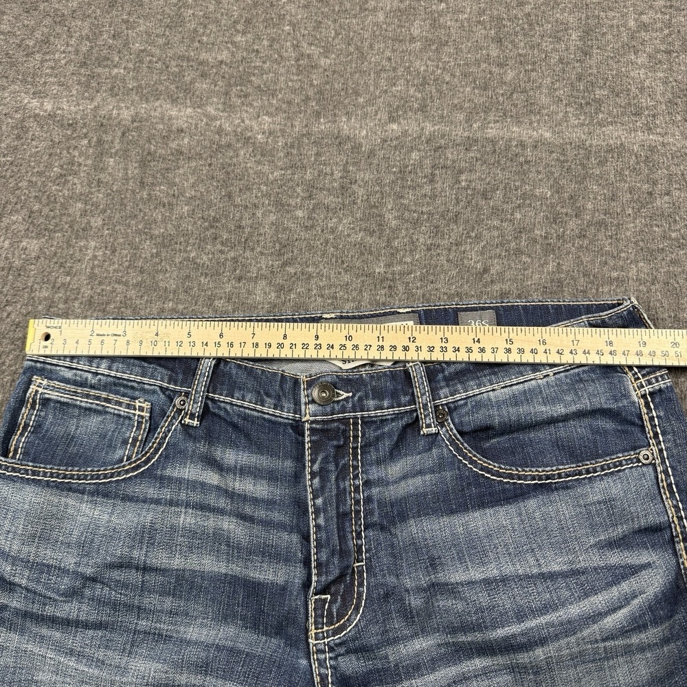 BKE Nolan Straight Leg Jeans Mens 36x29 Blue Medium Wash Stretch Distressed - Picture 5 of 8